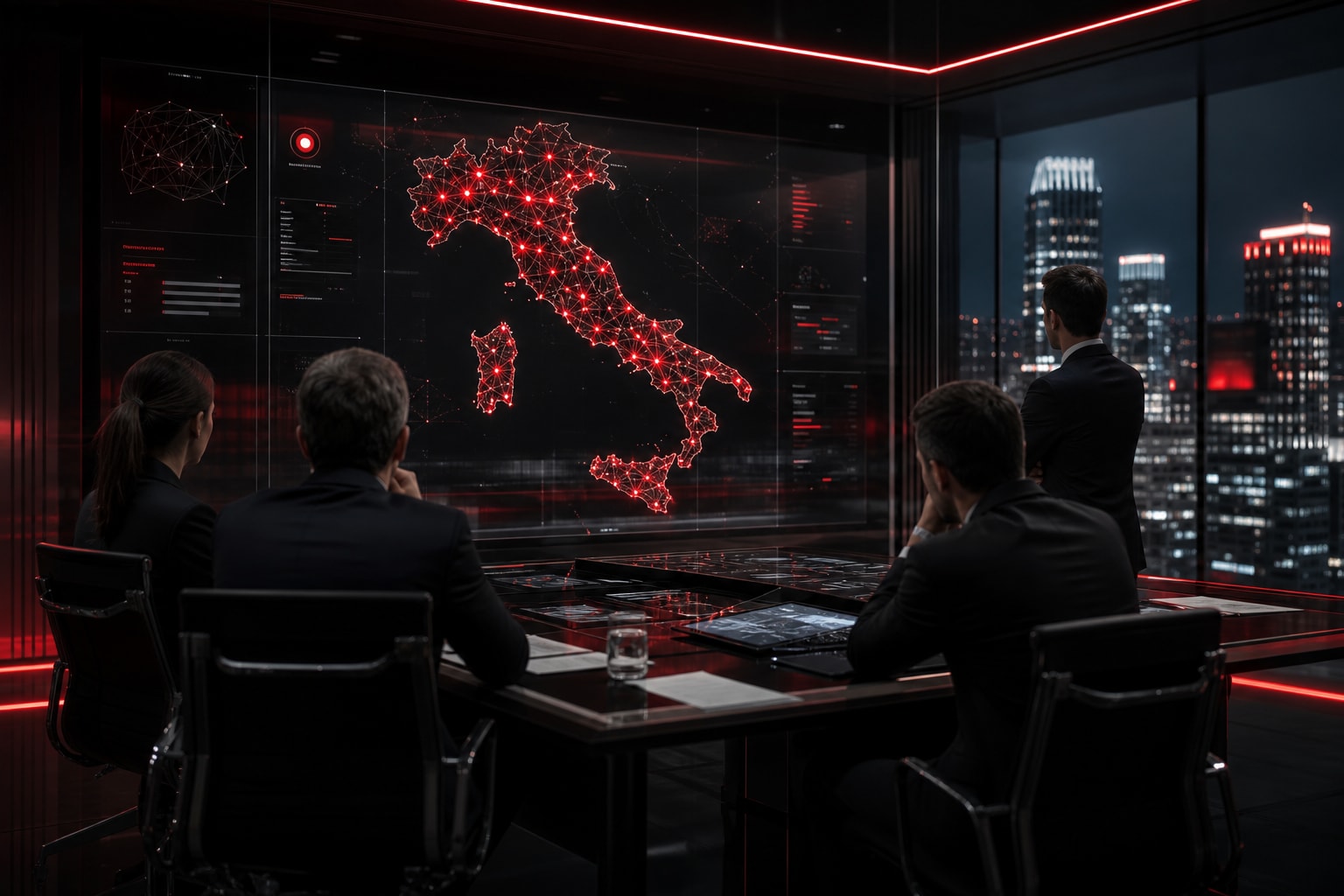 Team di sicurezza Worldnet Protection Asset in briefing operativo